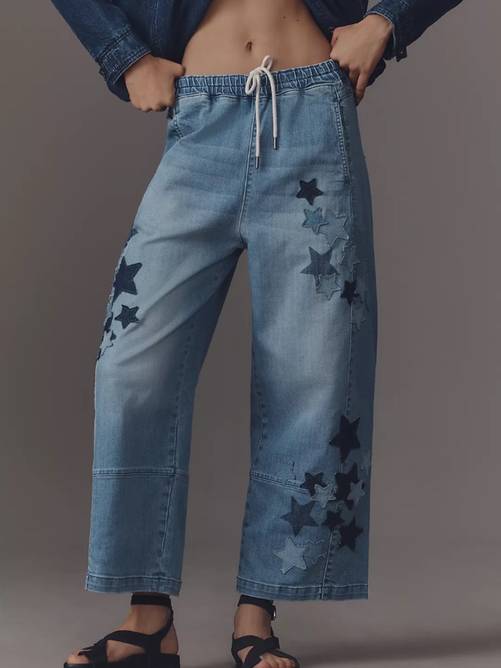 Anthropologie Pilcro Izzie Relaxed Star Pull On Barrel Jeans XS